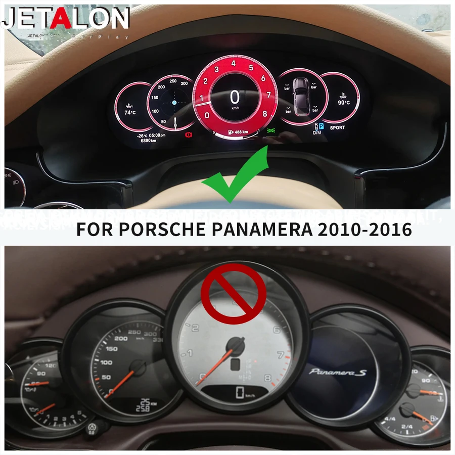

ЖК-цифровой кластерный экран, беспроводной Carplay для Porsche Panamera 2010-2016, виртуальный кабин, скоростной метр, приборная панель, приборная панель