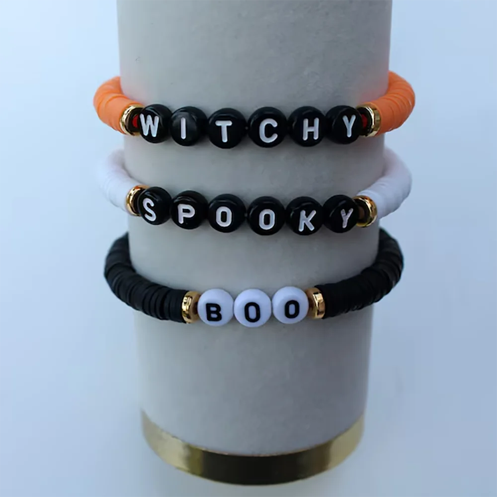 3-pack Fashion Halloween Boo Wish Spooky Bracelet Kids Gift Jewelry for Women Party Favor Halloween Party Supplies Decorations