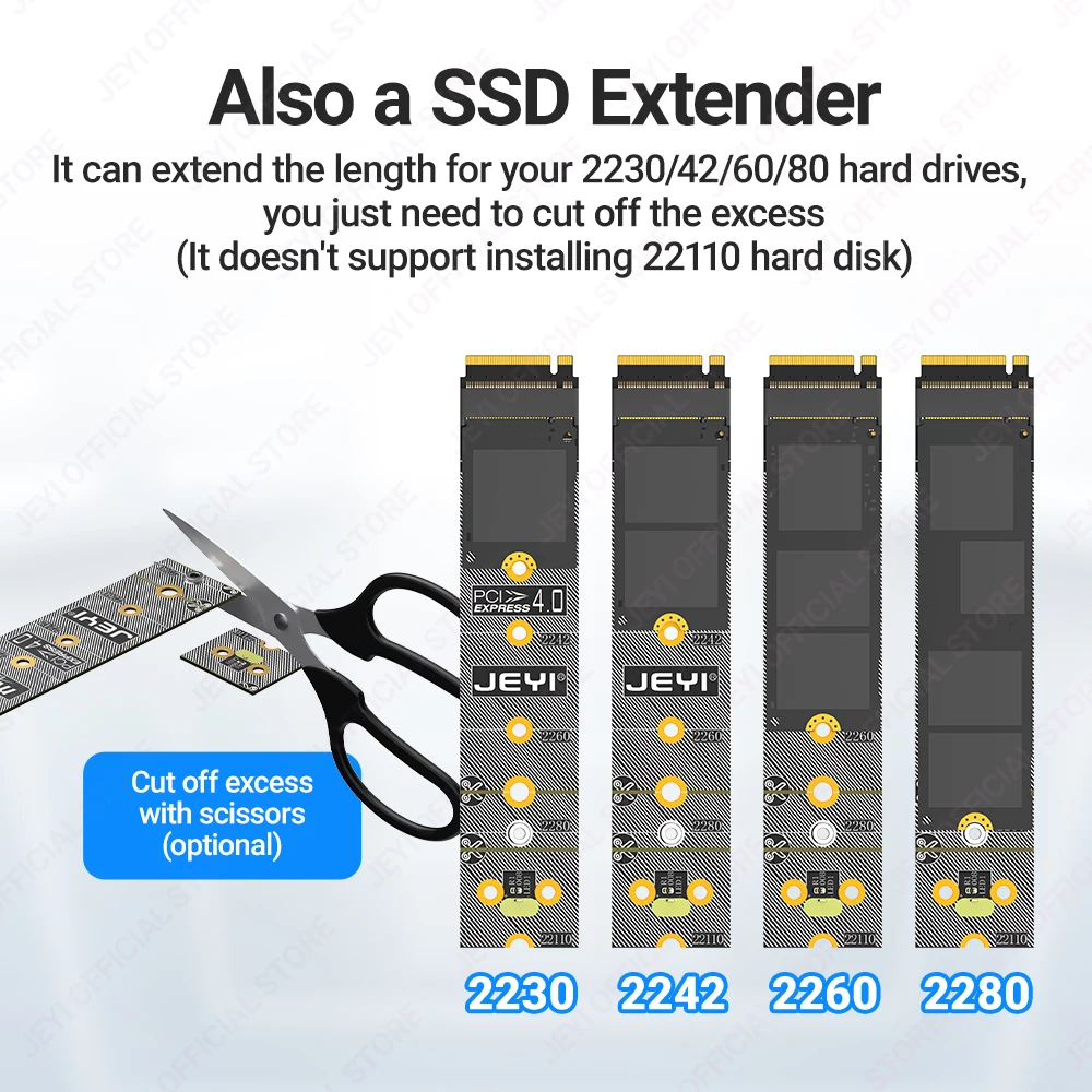 JEYI M.2 NVMe SATA Protection PCB Board Converter PCIe 4.0 Solid State Drive Protector Adapter Support 2280 Lengthened to 22110