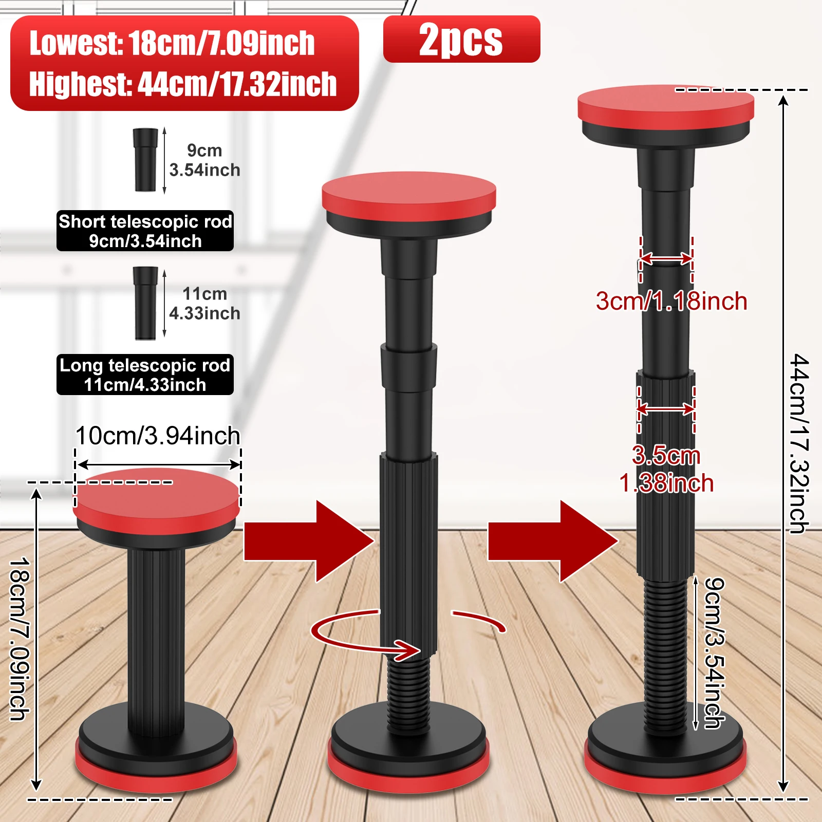 2/4/6Pcs Telescopic Support Rod Nylon Cabinet Adjustable Support Pole 200kg Weight Capacity High Hardness Sink Support Bracket