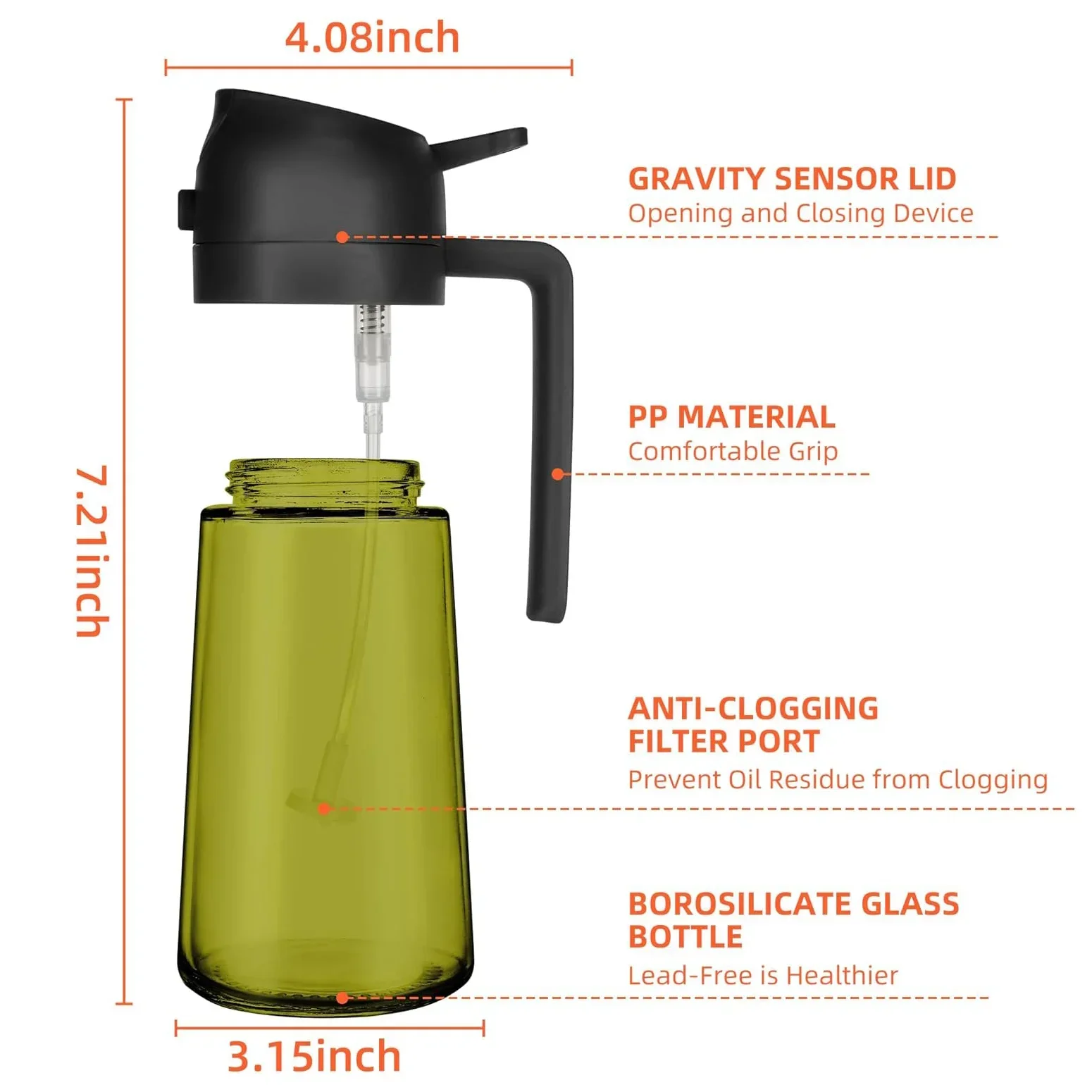 2in1 Black Glass Olive Oil Sprayer Lightproof Oil Dispenser for Cooking Salad Barbecue Kitchen Tools Refillable Spray Bottle - view 6