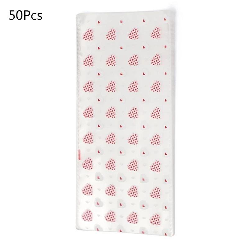 

Valentines Day Treat Bag Candy Goodie Party Supplies Pink Heart Plastic Wrap Chocolate Biscuit Cookie Cellophane Package