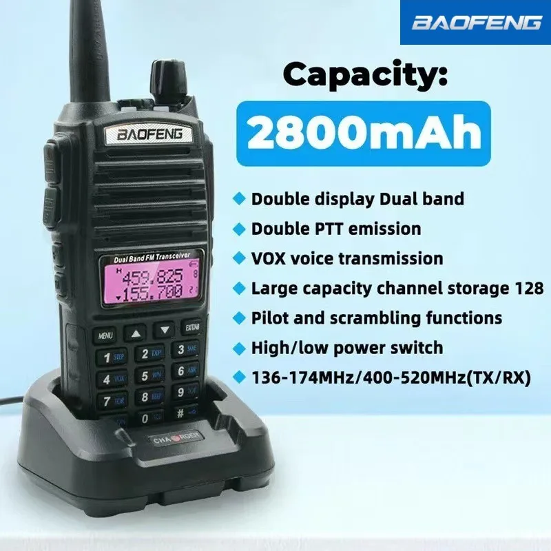 BAOFENG BF-UV82 8W Walkie-talkie Wireless Handheld Intercom Dual-segment Dual-display Digital Tuning FM Radio baofeng uv 82