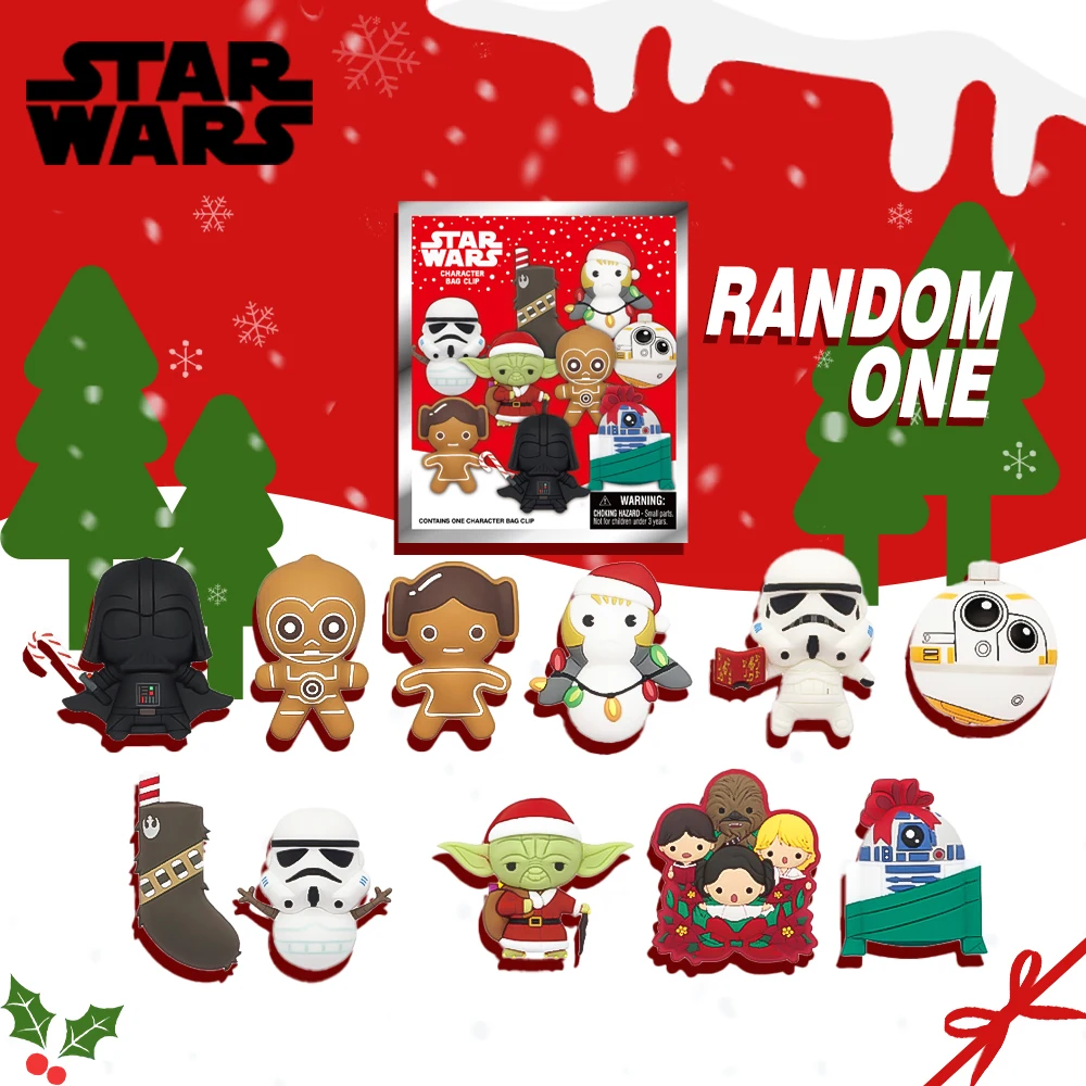Oficjalnie licencjonowane figurki Star Wars z PVC w formie blind box - Darth Vader, Yoda, R2D2, Szturmowiec - Świąteczna Kolekcja Prezentów 1 szt. Star Wars