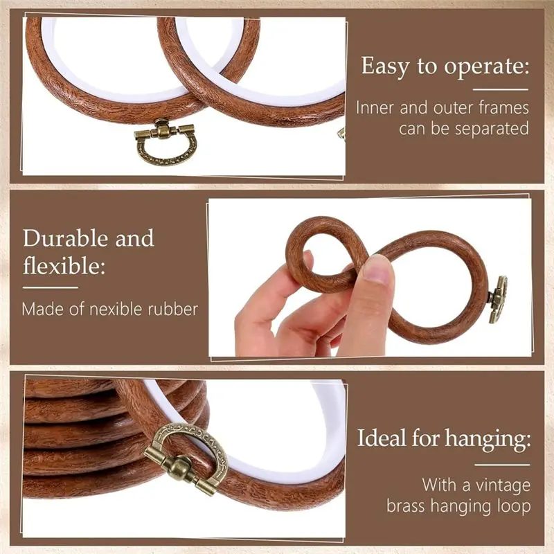 B84B 12 Pieces 3 Inch Embroidery Hoops, Wood Rubber Circular Frame for Sewing for Craft DIY Hanging Gifts for Cross-Stitch