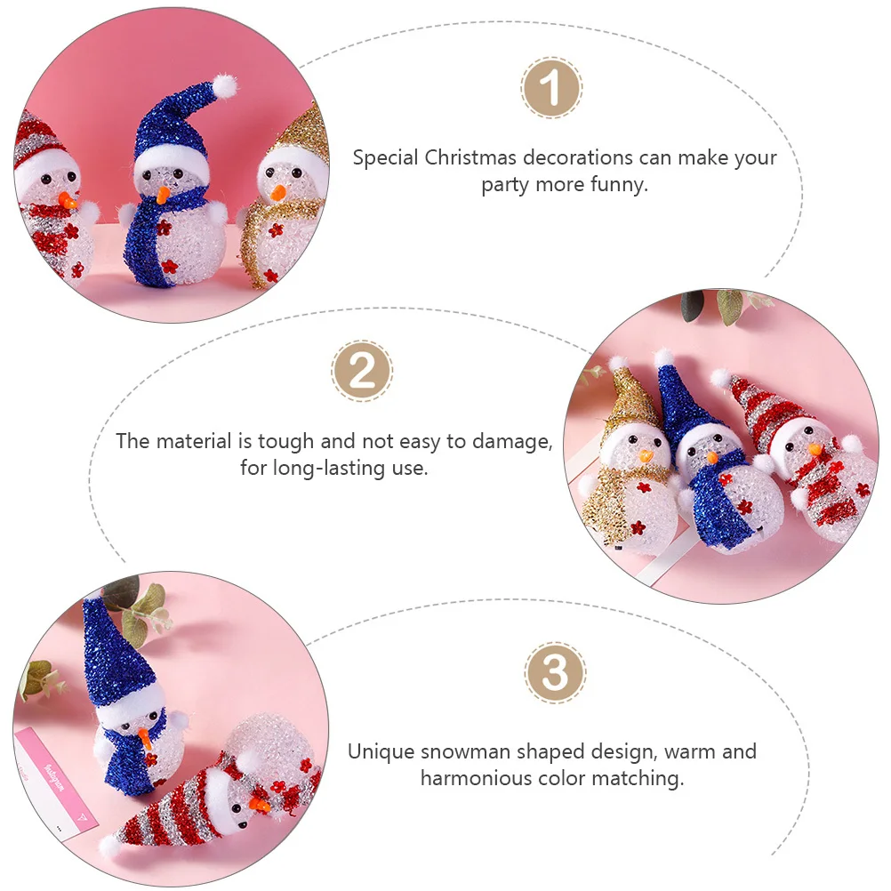 

3Pcs Crystal Snowman Night Light Unique Design Warm Color Kids Holiday Gift Xmas Decorative Lamp Festive Party Atmosphere