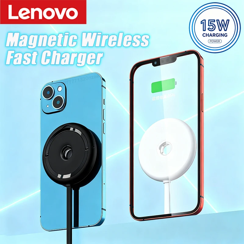 

Lenovo Ultra-Thin Magnetic Wireless Charger 15W High Power Fast Charging Auto Alignment Foldable Stand Portable For Home Travel