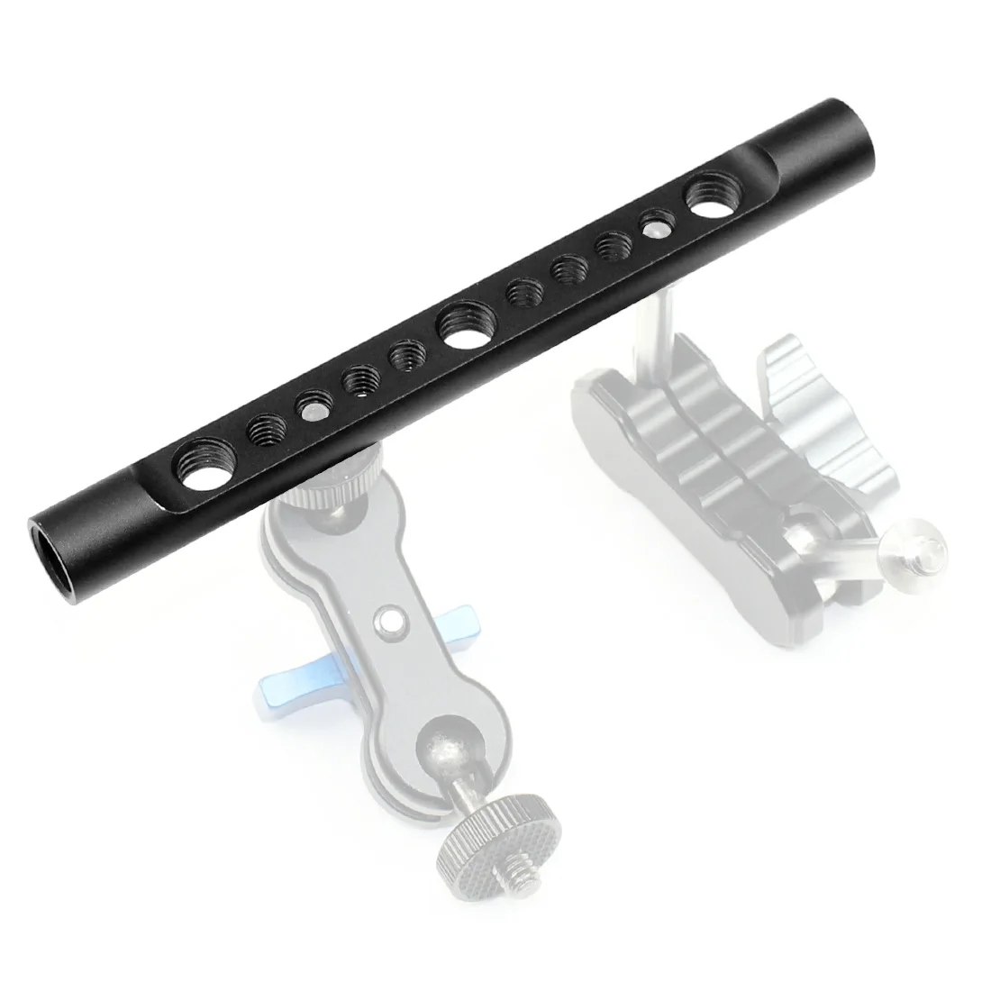 DSLR-Kamera Rig 15 mm Käsestangenhalterung 1/4 Zoll 3/8 Zoll Schraubenlöcher Schulterstangen System Schienenlicht Mikrofonhalter Magic Arm Ständerhalterung – Detail 10