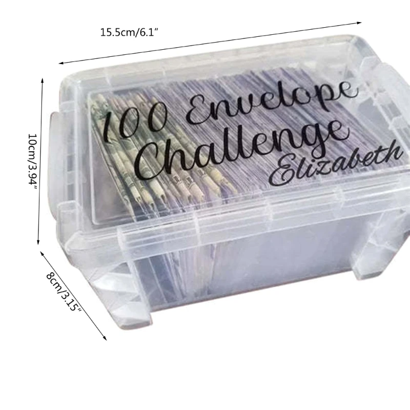 100 Money Saving Envelope Challenge Kits with 100 Number Stickers and Clear Plastic Storage Box for Budget Organizing