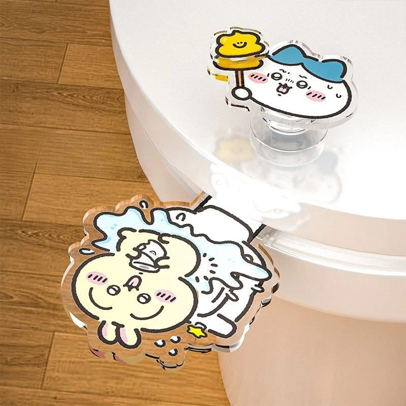 Chiikawa Hachiware Kawaii Anime Cartoon Lid Lifter Bathroom Toilet Creativity Interesting Air Bag Acrylic Toilet Seat Handle