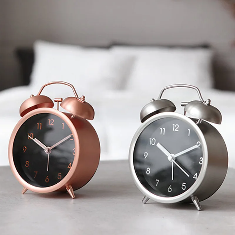 Mechanical Small Alarm Clock Creative Personality Student Bedroom Bedside Mute Clock Modern Simple Alarm Clock Table Clock LD397