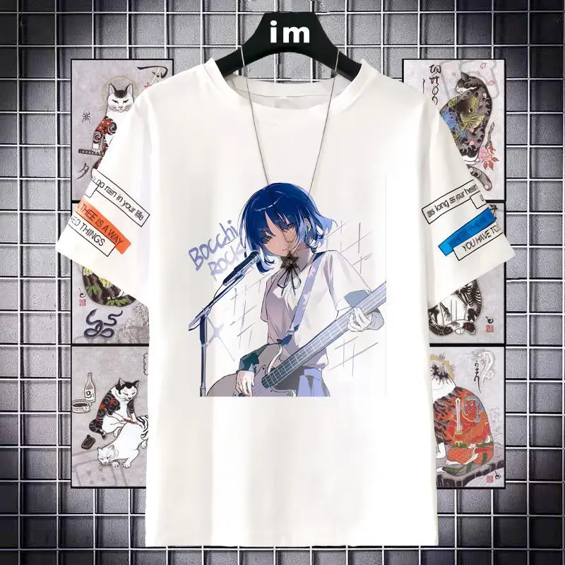 

Lonely Rock Merchandise Short Sleeve T-Shirt Kato Ichiri Print Summer Unisex Trendy Anime Top