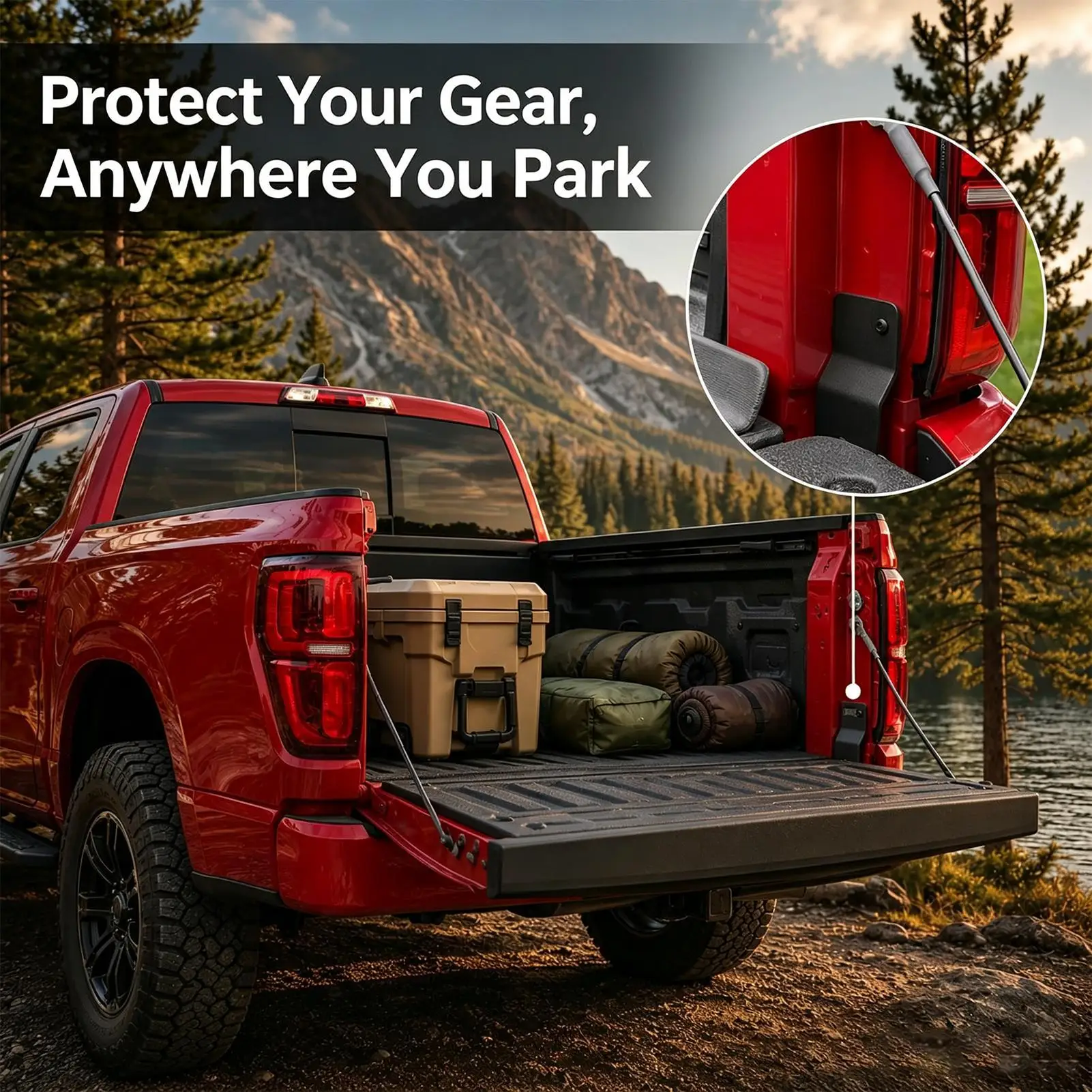 Picture 6: Tailgate Locks Heavy-Duty No-Drill Rust-Resistant Anti-Theft Locking Protector Tailgate Latch For Door Gate Load Dump Security