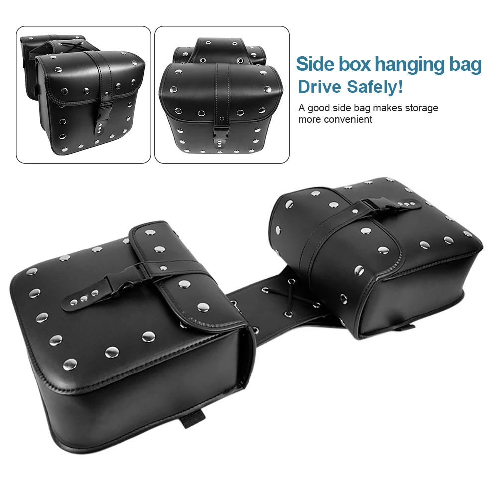 1 pair motorcycle saddlebags luggage tail rear bags universal PU leather side box edge bag Sportster storage tool parts