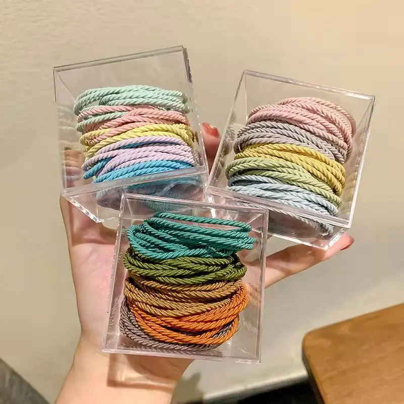 

5PCS High Elastic Rubber Band Women's Hair Tie Rope Hair Accessories New Simple Small Fresh Leather Case Hair Band