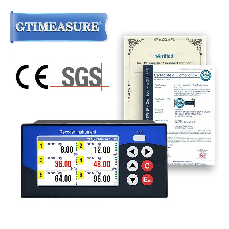 1-6 Channels Real Time Data Logger Temperature Recorder USB Alarm Thermocouple Chart Recorder