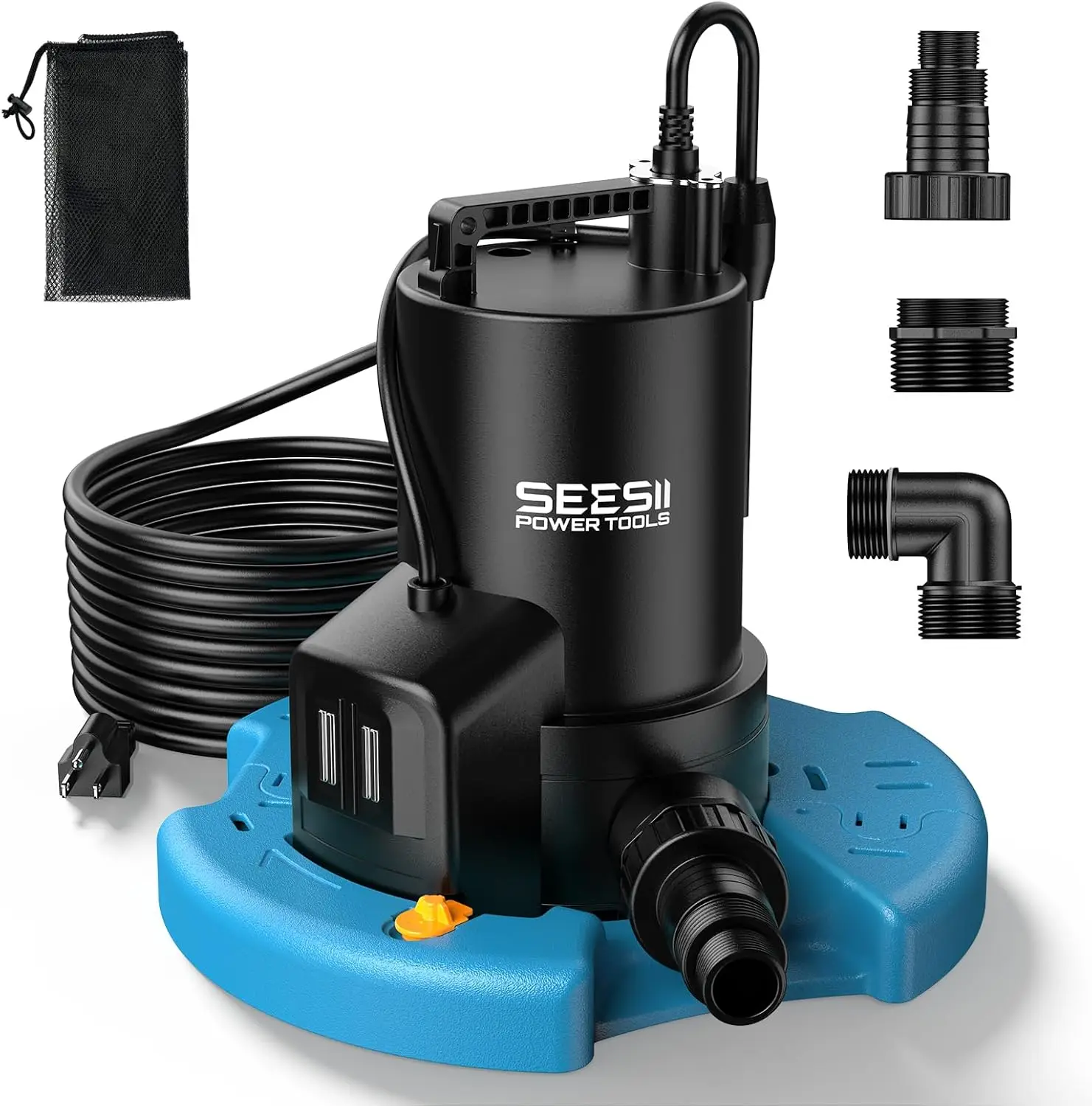 SEESII Auto 2-in-1 Pool Cover & Submersible Water Pump 1/3 HP 3035 GPH Sump Pump for Pools Flooded Basements Hot Tubs & Garden Ponds