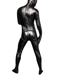 Chromatic Colour Reflection Shiny Leotard Sexy Men's Full Bodysuit Latex Elasitc Tights Zipper Open Crotch Cosplay Jumpsuit