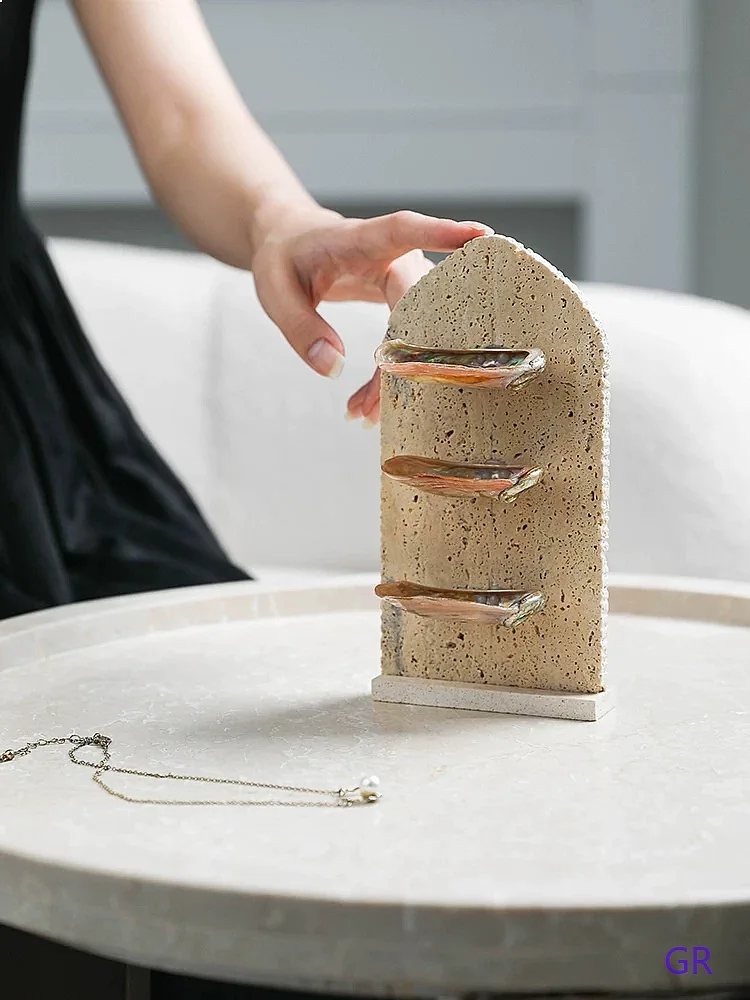 Decorative Shell Jewelry Organizer - Abalone Conch Ring Earring Display Rack