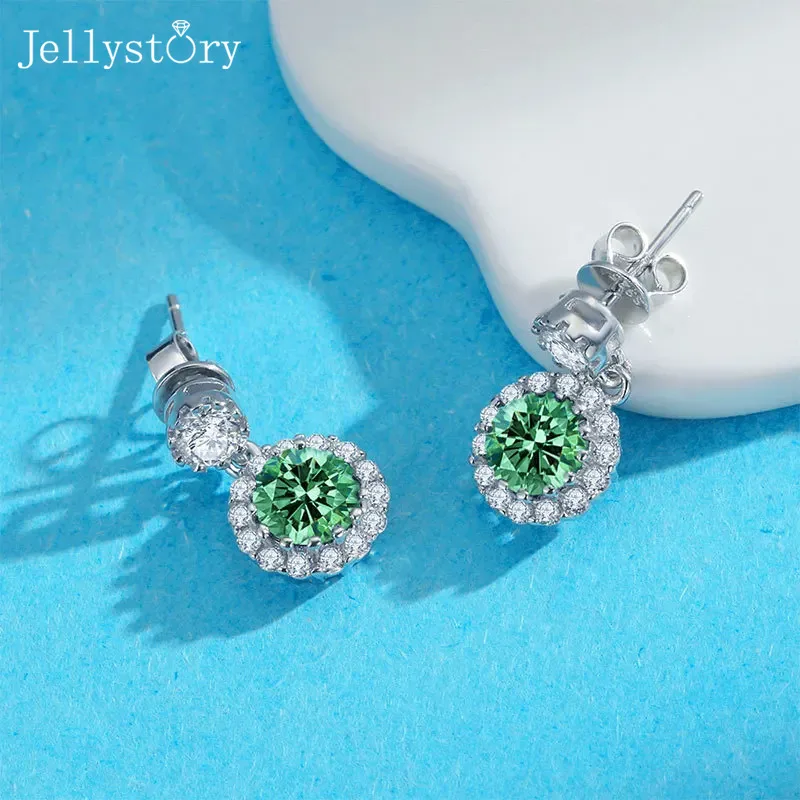 

Серьги JellyStory Fashion Color для женщин, дизайн из серебра S925 с нишевым муассанитом, сверкающие и уникальные повседневные серьги-гвоздики