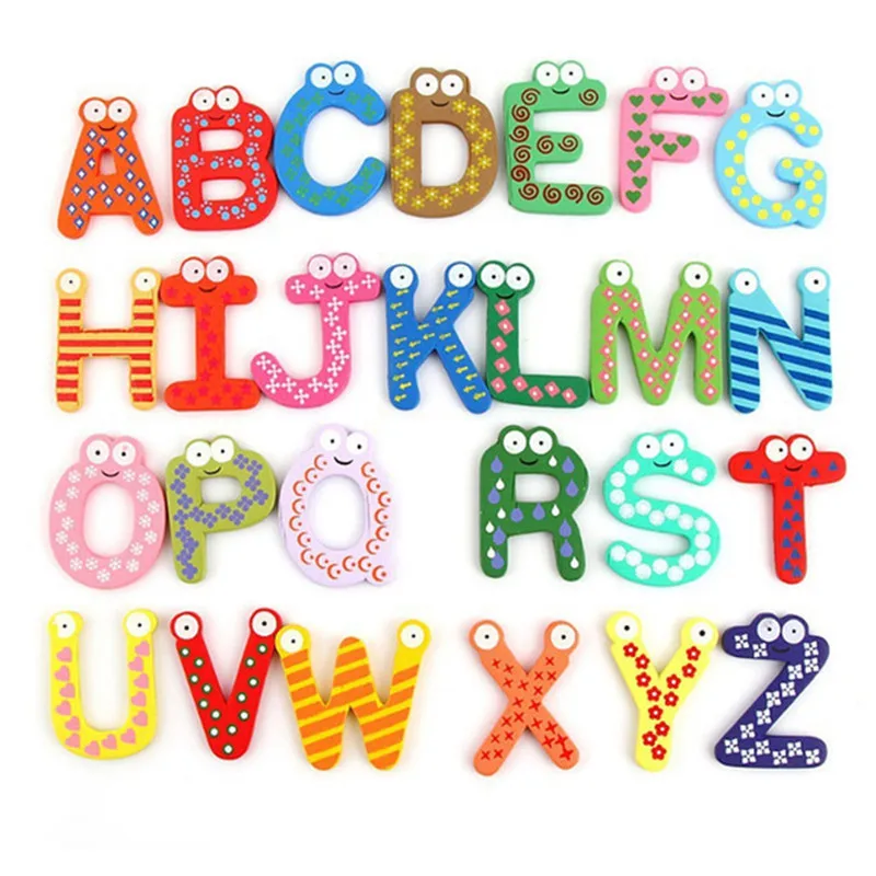 Magnetic Wooden Alphabet & Number Letters – Educational Kids Learning Toys with Symbols, DIY Fridge Magnets