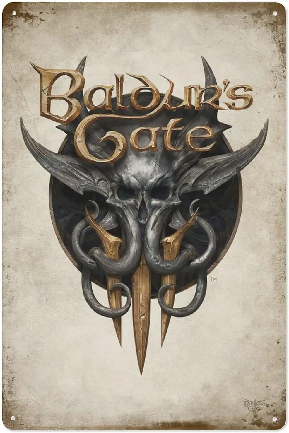 Baldur's Gate 3 Logo Metal Tin Sign Poster 8”×12” Painting Sign Funny Wall Vintage Art Decor Retro Plaque For Home Bar Pub C