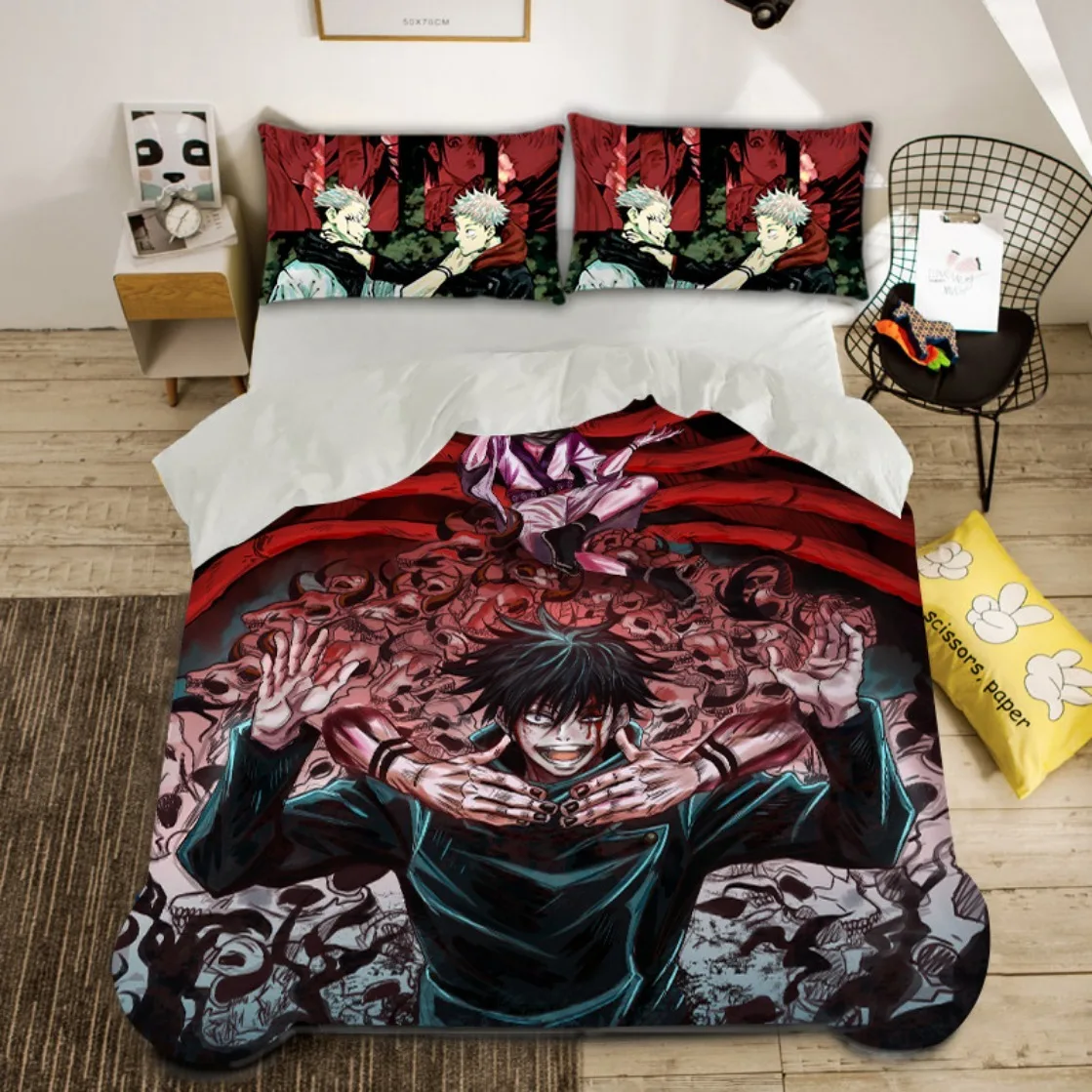 Jujutsu Kaisen Bedding Set Anime Teenage Duvet Cover Set 3D Printed Boys Junior Quilt Cover Kit Twin Queen King Single Size