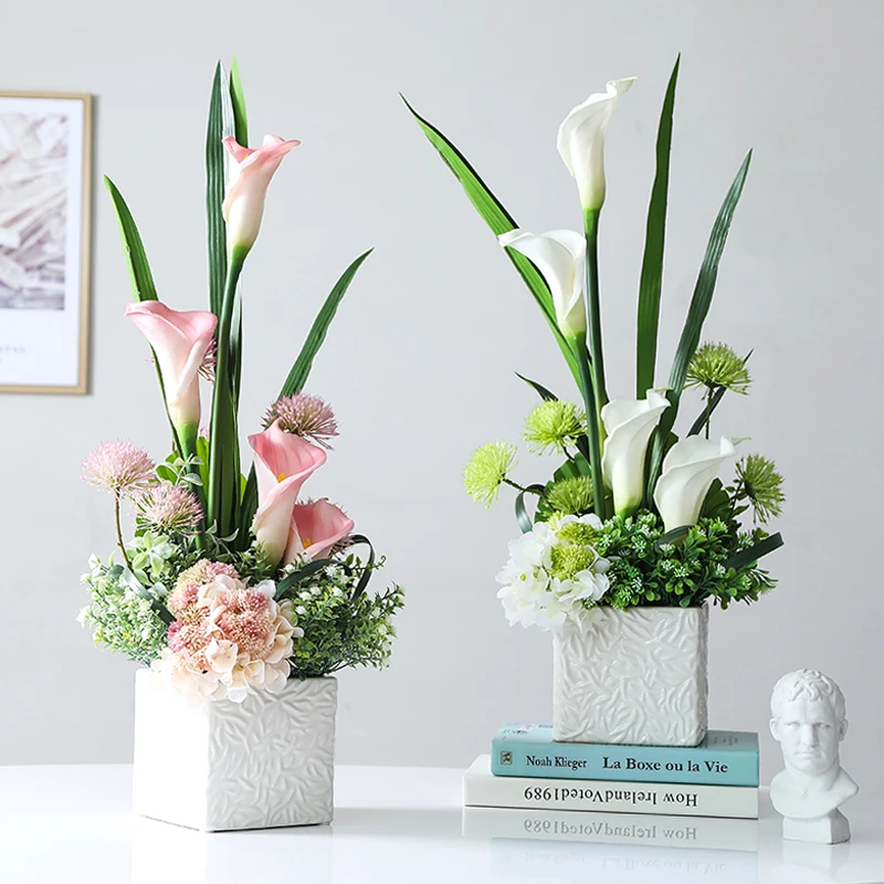 Flower calla lily set floral decoration flower silk soft decoration model room ornament living room dining table