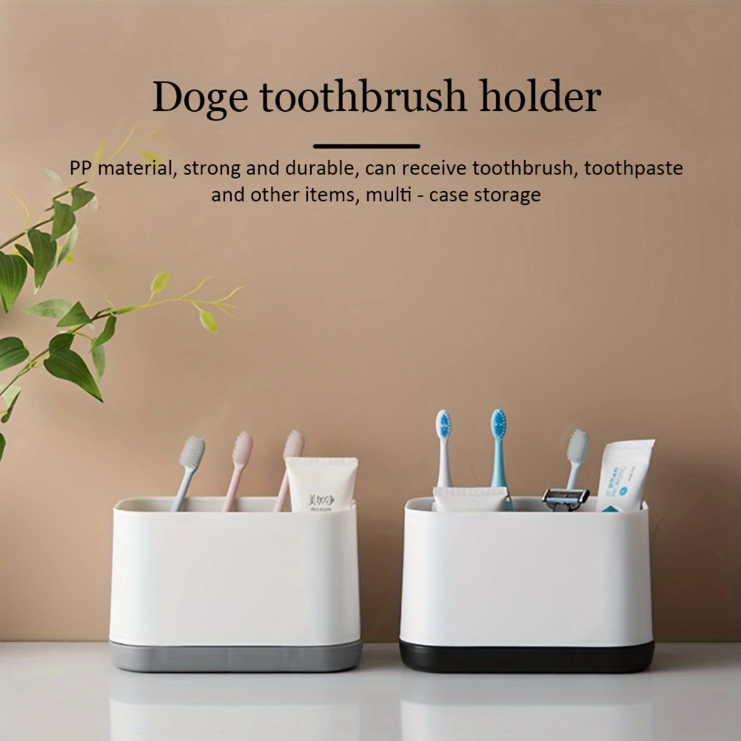 1pc Removable Multi-Compartment Toothbrush And Toothpaste Holder, Freestanding Bathroom Organizer, Plastic Toiletries  Rack, Bat