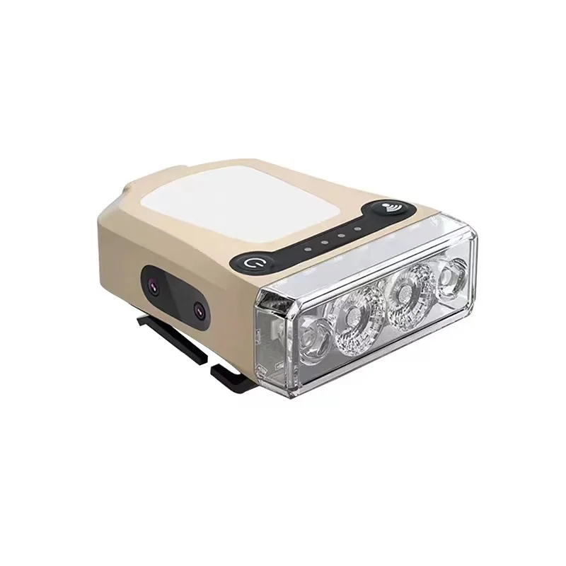 Led Charging Strong Light Sensing Multi-Color Headlamp Head Mounted Clip Lamp Outdoor High Brightness Warm Light