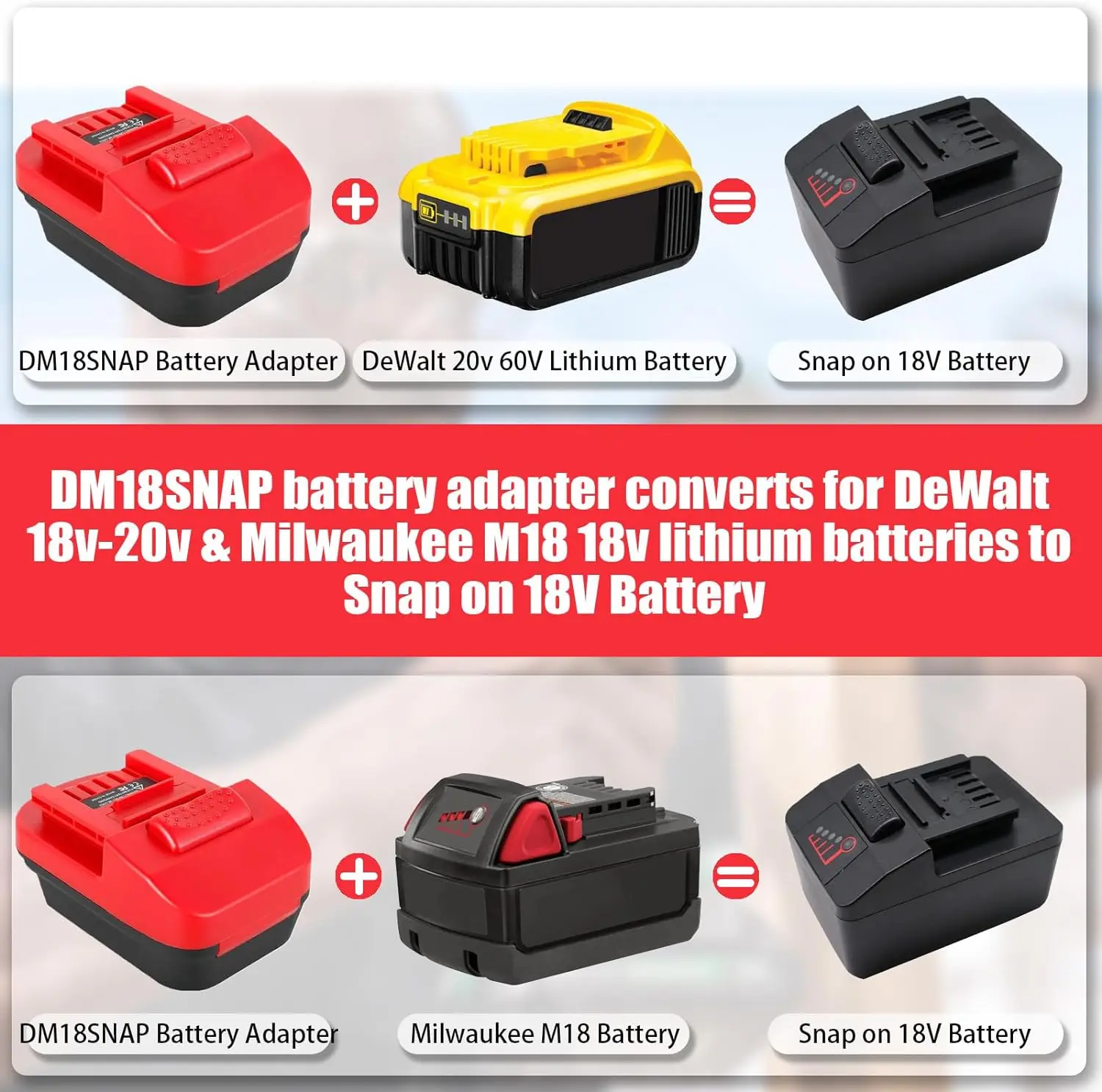 Imagem -05 - Adaptador de Bateria para Dewalt 18v 20v Max Milwaukee 18v Conversor de Bateria Li-ion para Snap-on Furadeira Dm18snap