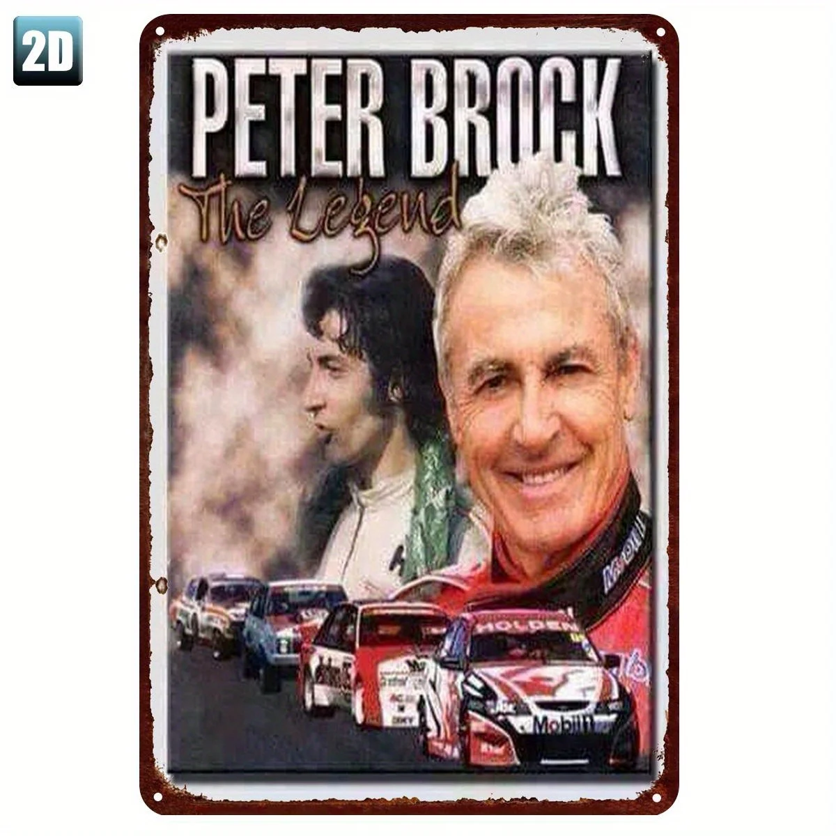 Vintage Peter Brock: The Legend Metal Tin Sign -  Rustic Iron Wall Art, Retro Racing Memorabilia for Garage, Man Cave, Home Deco
