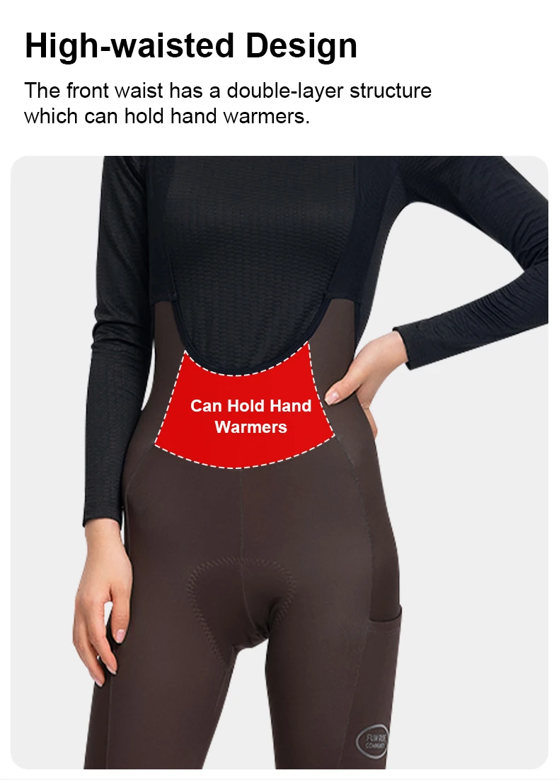 INBIKE Herbst Winter Neuer Stil Damen Fleece-Trägerhose Hochgeschnittene Warme Langstrecken-Radhose – Detail 6