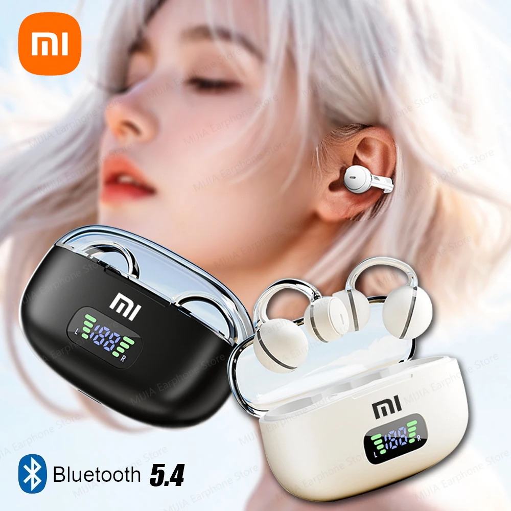 XIAOMI Mijia Ear Clip ENC Headset Wireless Bluetooth 5.4 Headphone LED Digital Display Sport Running Earphone For Android iOS