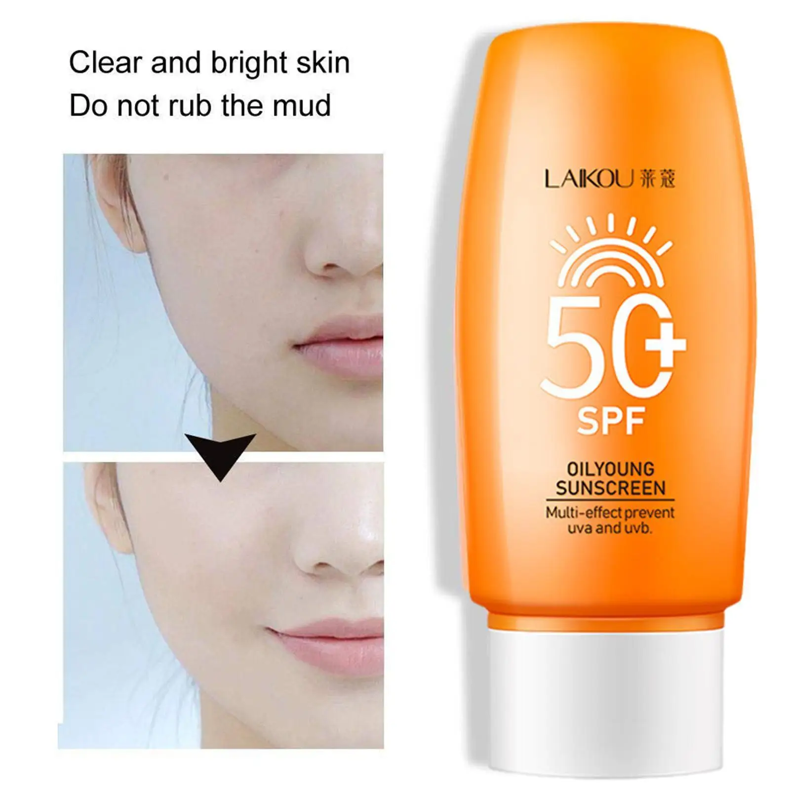 

50g Whitening SPF50+ PA+ Sunscreen Cream Facial Skin Care Collagen Moisturizer Oil-control Whitening Sun Cream 1pcs