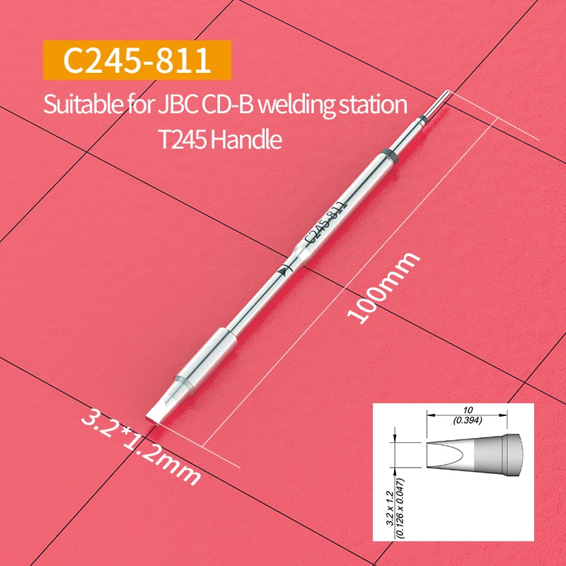 NONE OEM C245 Lötkolbenspitzen C 245906 /907/908/966/911/944/866/808/811/844 Lötspitze vom Meißeltyp, kompatibler JBC T245-Griff 7