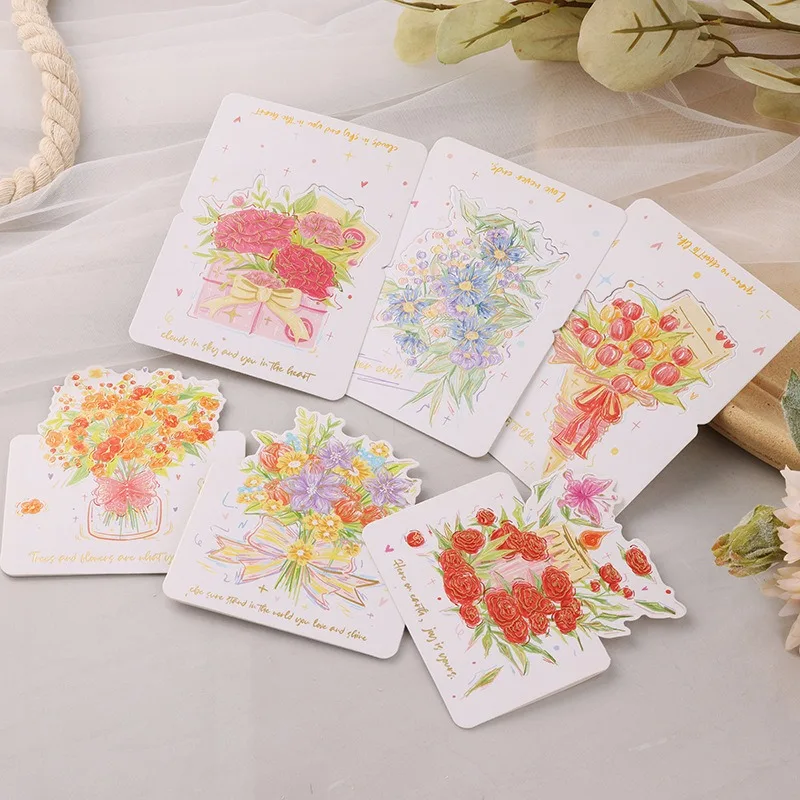 Portable Cute Flower Thank You Card Greetings Invitation Message Envelope Birthday Greeting Card for Mother's Day Gift Cards