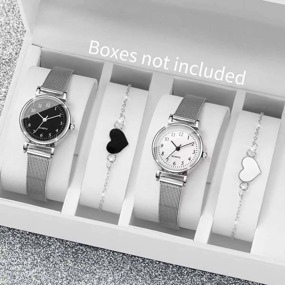 

4PCS Fashion Women Watches Bracelet Set Casual Mesh Band Quartz Watch For Ladies Clock（Without Box）