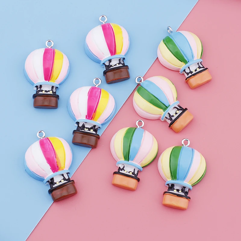 Hot-air Fire Ballon Charms Kawaii Resin Parachute Pendant Charms for Earring Bracelet Keychain Diy Kids Jewelry Making Supplies