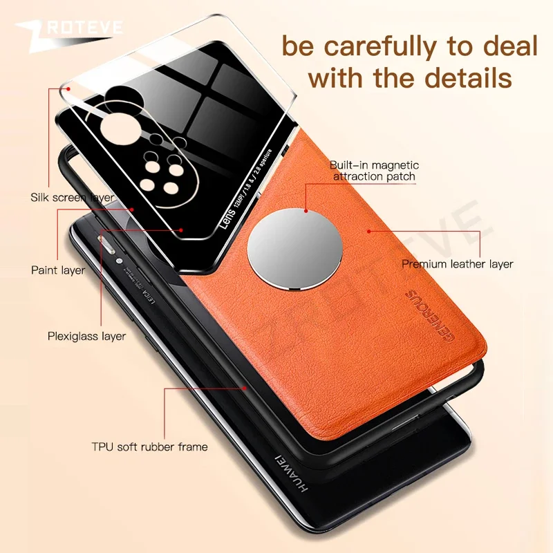 Honor50 Case Zroteve PU Leather Car Magnetic Hard PC Cover For Huawei Honor 50 70 90 Pro Honor70 Honor90 Lite 5G Phone Cases