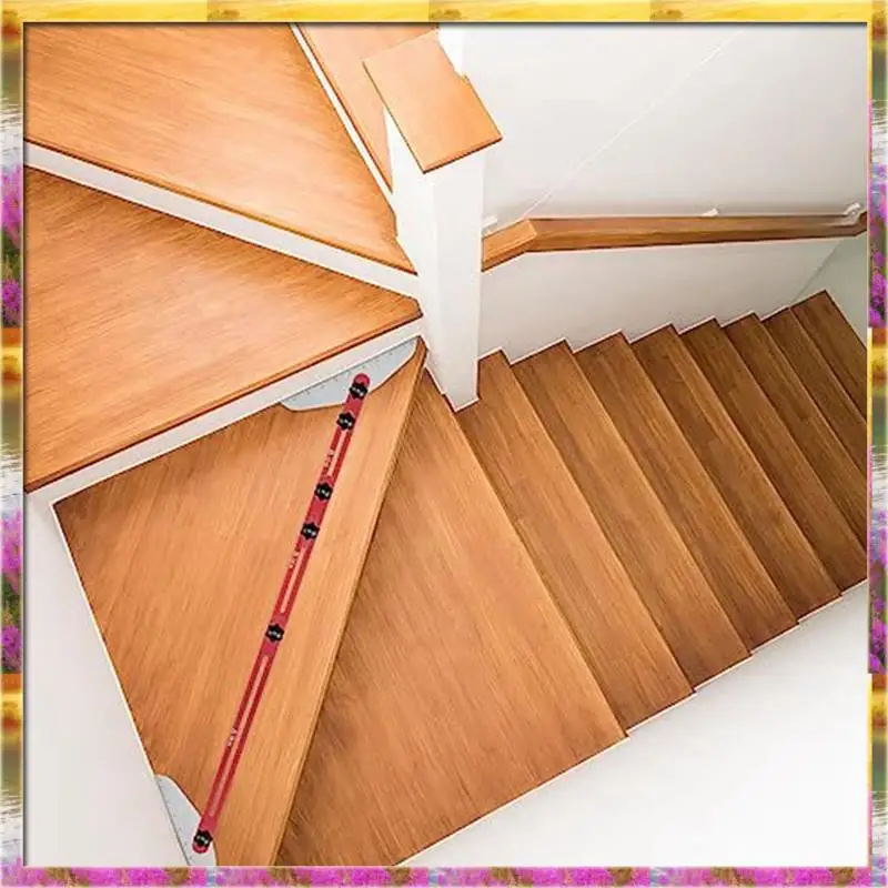 ABSU Stair Tread Template Tool 9Inch-54Inch Adjustable Length Stair Measuring Tool Jig For Stair Treads Suitable For Stairs Red