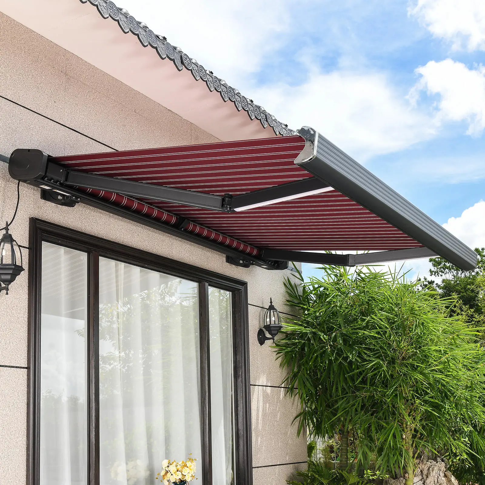 Household High Quality Entrance Sunshade Equipped with LED Lights Electric Intelligent Canopy Long Lasting and Durable Awning
