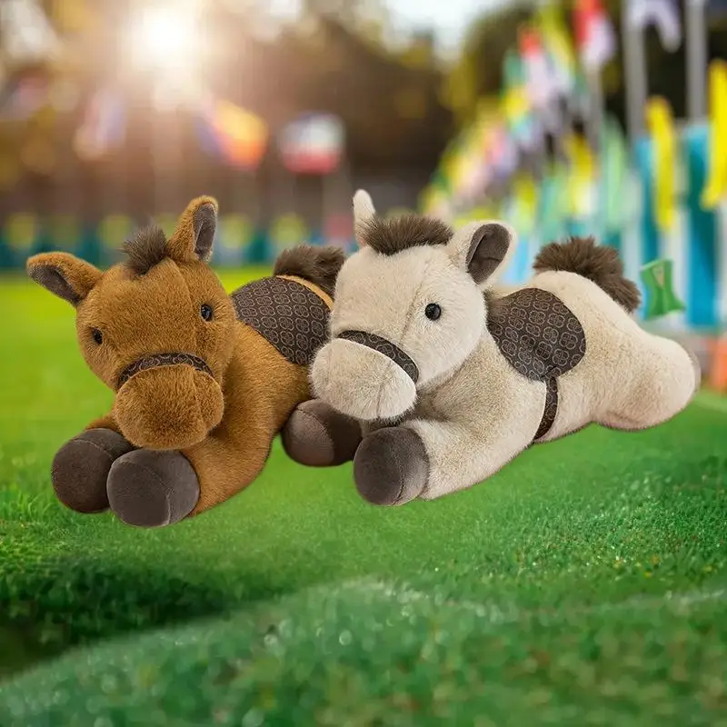 Peluche a Forma di Cavallo dello Zodiaco Cinese, Simpatico Pupazzo Imbottito, Cuscino Decorativo per Divano, Regalo per Capodanno e Festività