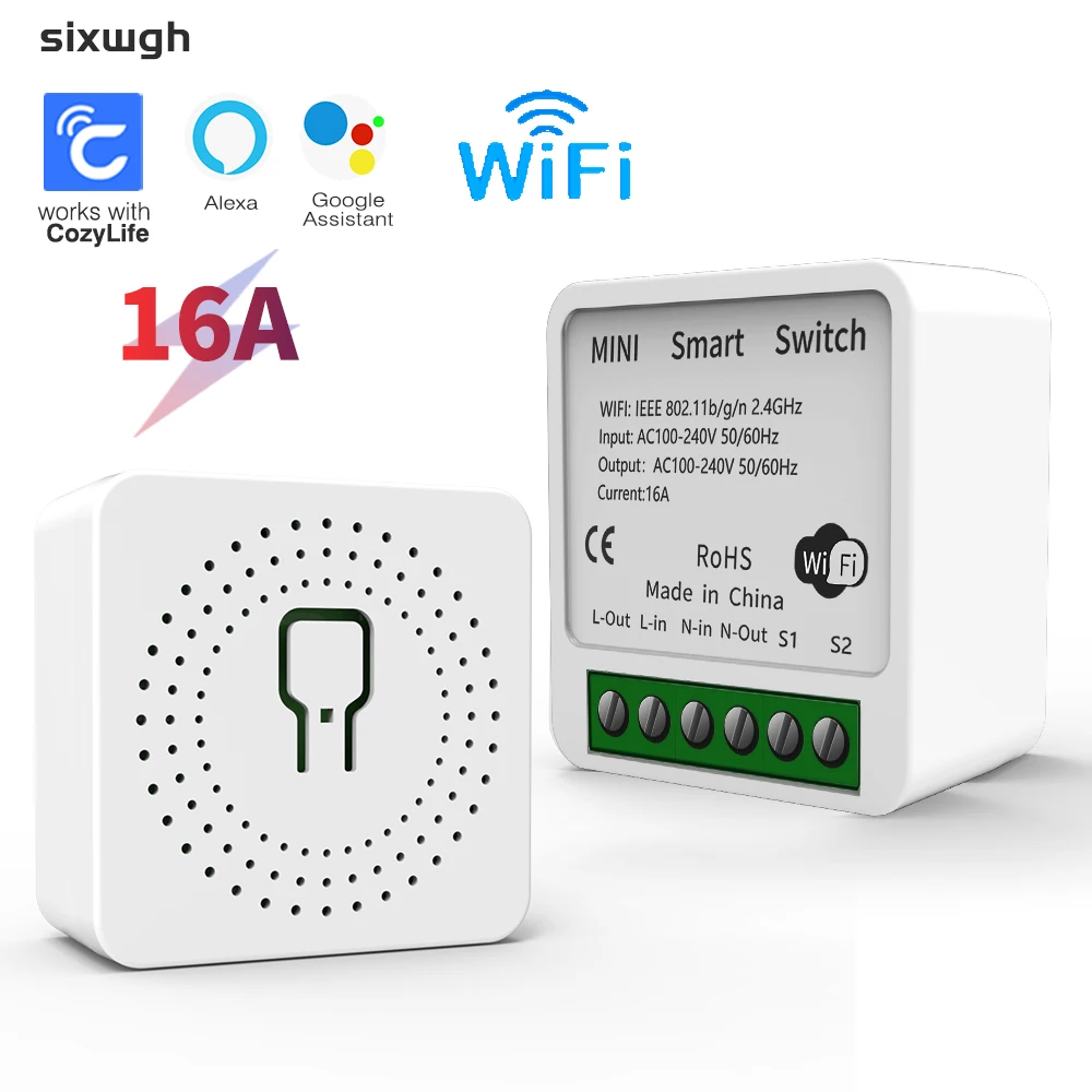 16A WiFi Smart Switch Circuit Breaker with Timer Support CozyLife APP Compatible with Alexa Google Home Voice Control