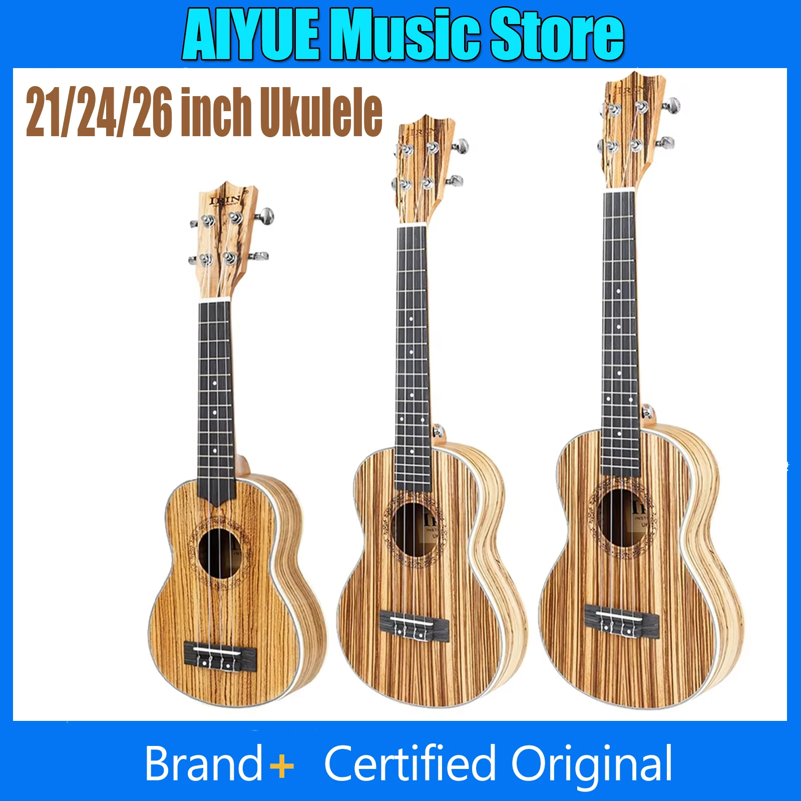 

Укулеле IRIN 21/24/26 дюймов, 4-струнная гавайская гитара из зебранового дерева и эбенового дерева, мини-укулеле, музыкальный инструмент для игры пальцами