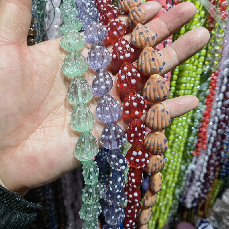 5pcs 17x20mm Shell Shape Lampwork Beads Fashion Handmade Loose Spacer Murano Glass Bead For Jewelry Making DIY Bracelet Necklace