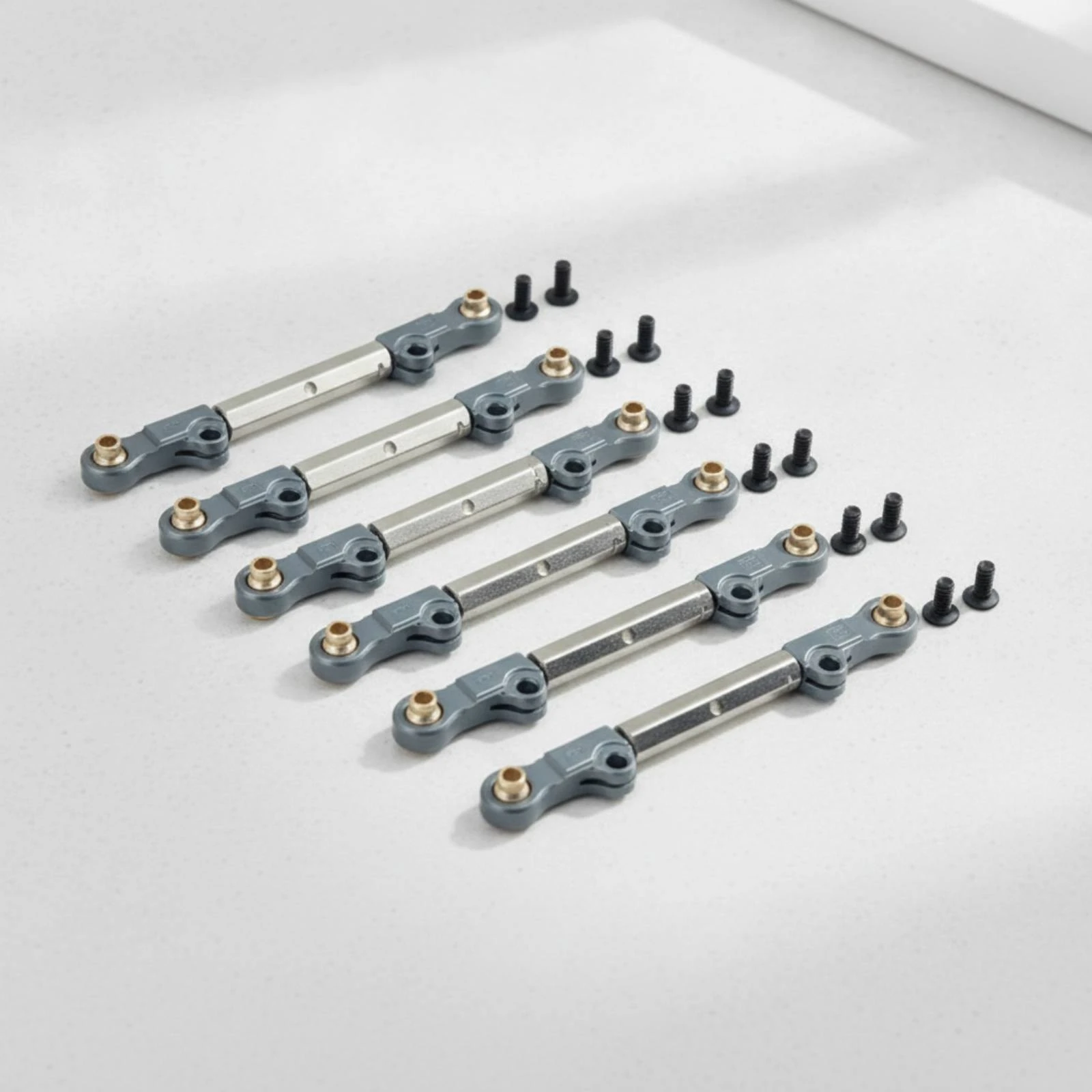 6 Pieces Adjustable Tie Rod Threaded Metal Tie Rod with Brass Eyelets Turnbuckle Set Long-Lasting Steering Linkage Set