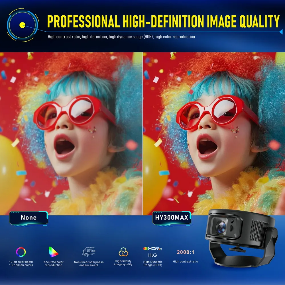 جهاز عرض Topleo صغير للمسرح المنزلي العلوي Hy300 Pro Max Android 14 جهاز عرض ذكي للفيديو المحمول 4k Android Proyectores