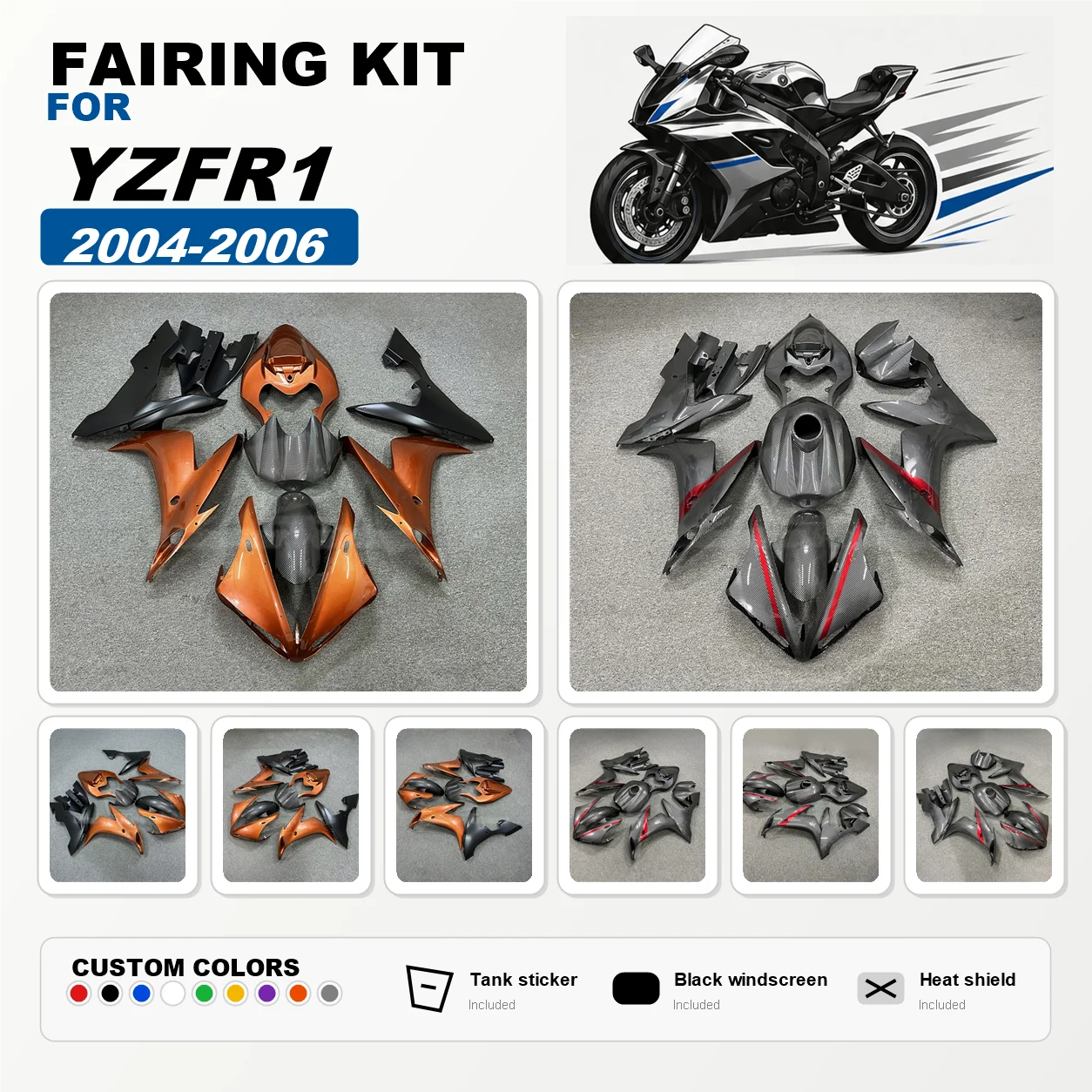 Fairing Set YZFR1 2004 2005 2006 Motorcycle Accessories Customized Fairings Kit for YAMAHA 04 05 06 YZF R1