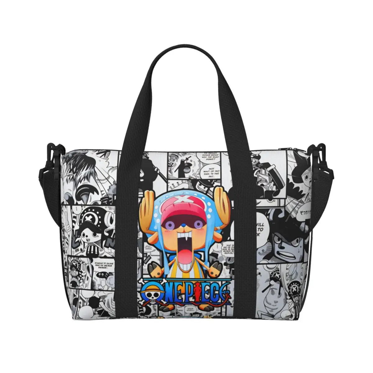 One P-Pieces Tonys Choppers Strandtasche für Damen, extra groß, für den Sport, zum Mitnehmen, Cartoon-Hirsch-Abenteuer-Comic, Reise-Einkaufstaschen